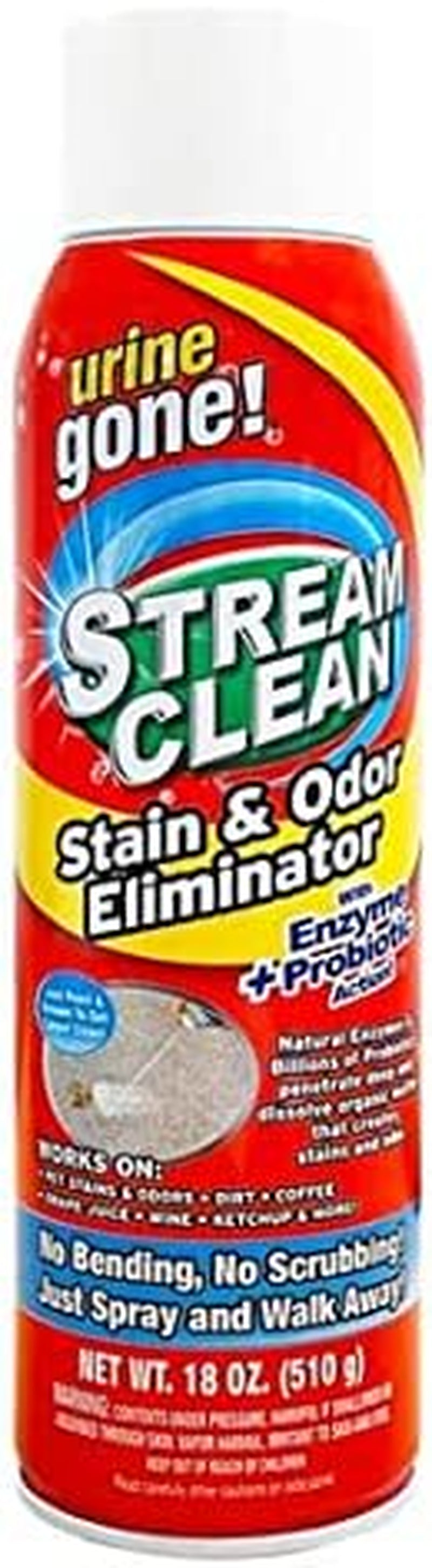 Urine Gone Stream Clean, Carpet Stain and Odor Eliminator - Heavy Duty, Deep Cleaning Enzyme Action, Destroys through Oxidation Catalysis, No Scrubbing Needed