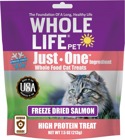 Whole Life Pet Just One Freeze Dried Cat Treats - Human Grade Cat Food Toppers, High Protein Cat Snacks, USA Made Natural Cat Treats