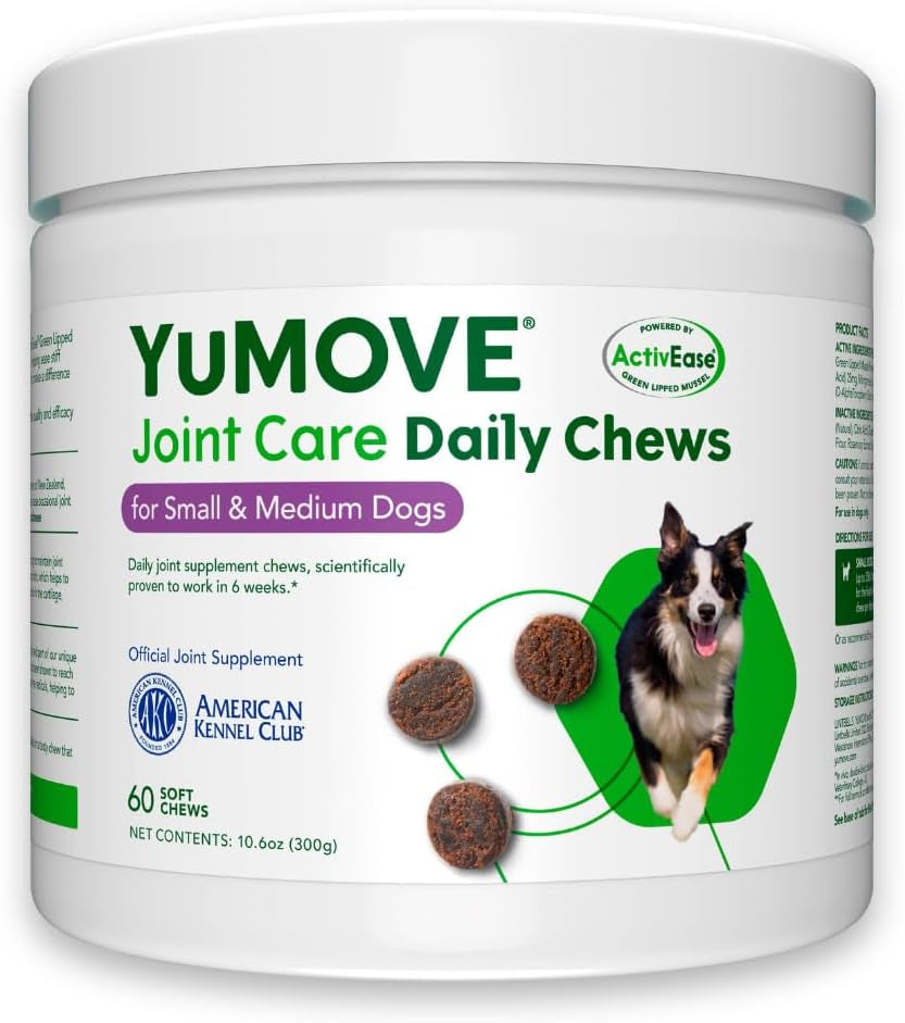 Lintbells Yumove Joint Supplement Dog Chews - Contains Glucosamine, Green Lipped Mussel - Natural Relief from Hip Ache, Stiff Joints - 1 Month’S Supply