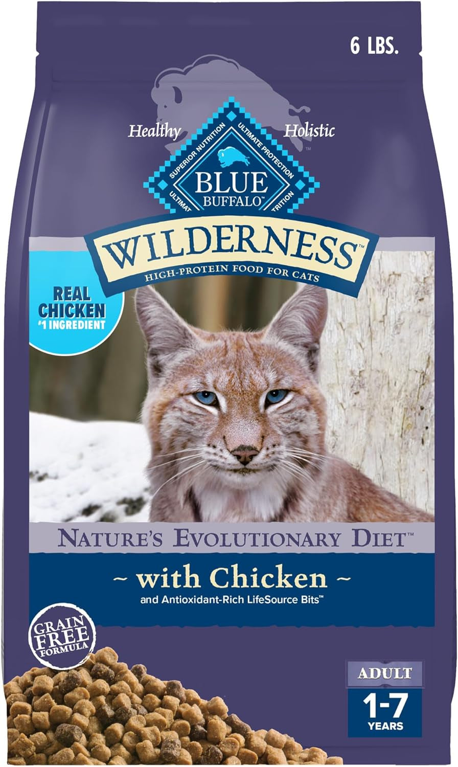 Blue Buffalo Wilderness Nature's Evolutionary Diet High-Protein, Grain-Free Natural Dry Food for Adult Cats, Chicken