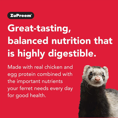 Zupreem Premium Daily Ferret Food, Made in USA, Complete Nutrition Diet, Highly Digestible, No Corn