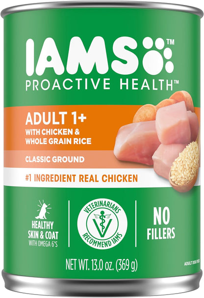 IAMS Proactive Health Adult Wet Dog Food Classic Ground with Chicken and Rice