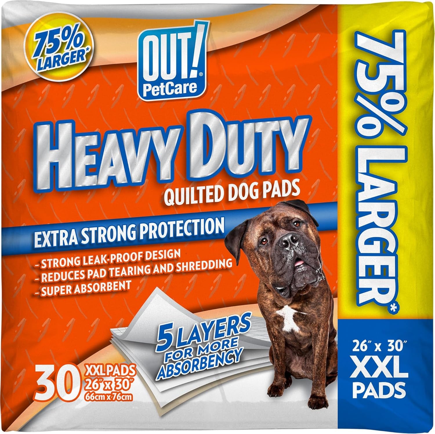 Petcare XXL Dog Training Pads, Heavy Duty Dog Pee Pads XXL, Jumbo Puppy Pads, Wee Wee Pads for Dogs and Puppies, Dog House Training, Leak Proof, Safe, Disposable, 26"X30", 30 Ct