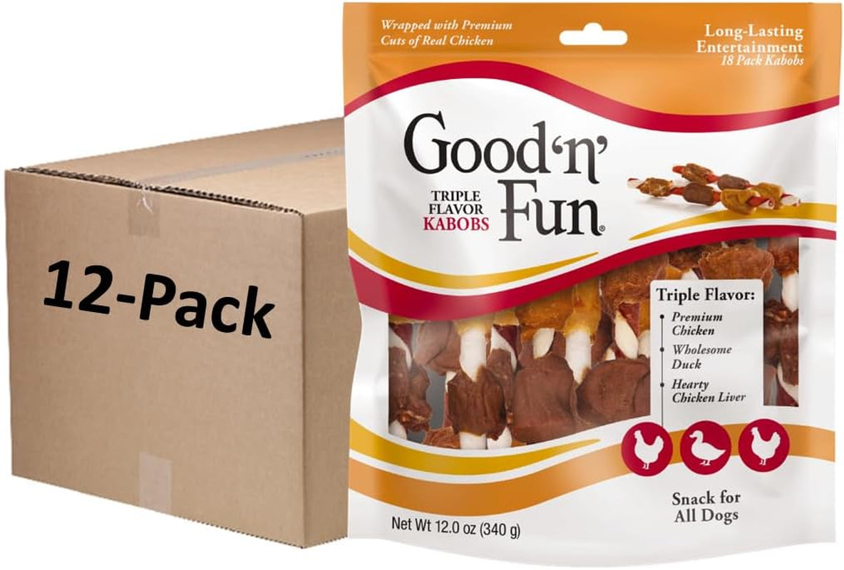 Good'N'Fun Triple Flavored Rawhide Kabobs for Dogs, 1.5 Pound (Pack of 1)