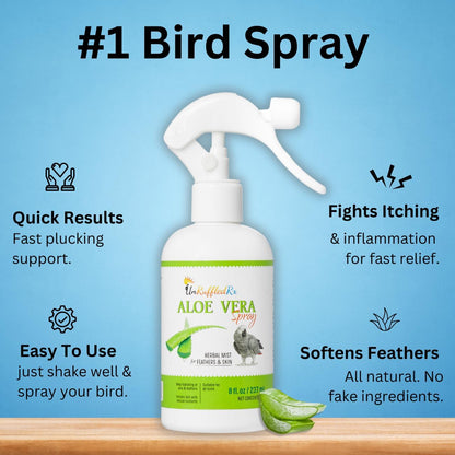 Aloe Vera Bird Bath Spray for Daily Care & Skin Health 8 Fl Oz - Soothe, Soften, and Protect Your Bird