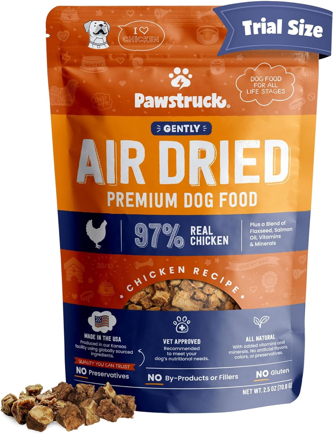 Pawstruck All Natural Air Dried Dog Food - Grain Free, Made in USA, Non-Gmo & Vet Recommended - High Protein Limited Ingredient Wholesome Full-Feed - for All Breeds & Ages