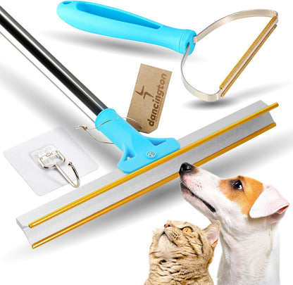 Carpet Rake for Pet Hair Removal - 2-Pcs Set Pet Hair Carpet Rake with Dog, Cat Hair Remover - Carpet Scraper Tool with 55-Inch Adjustable Handle