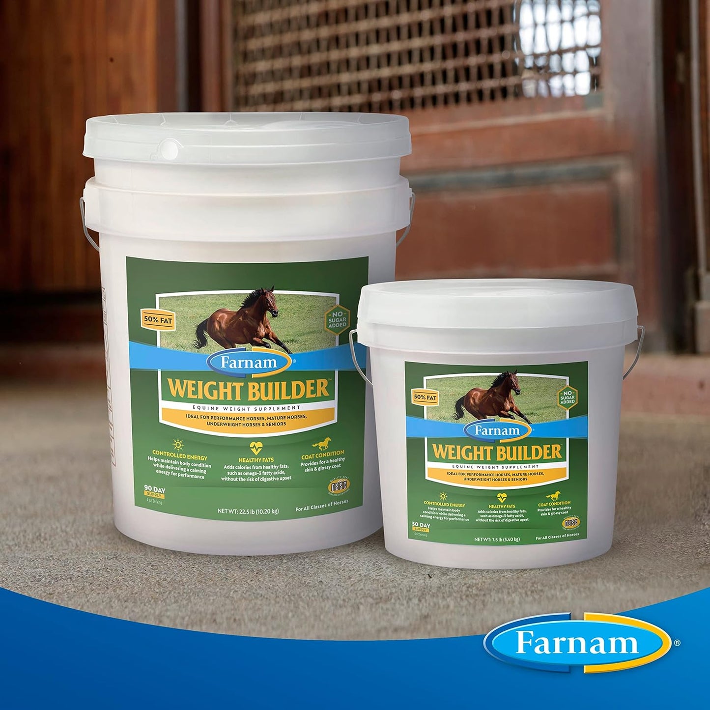 Farnam Weight Builder Horse Weight Supplement, Helps Maintain Optimal Weight and Body Condition with No Sugar Added, 7.5 Pounds, 30 Day Supply