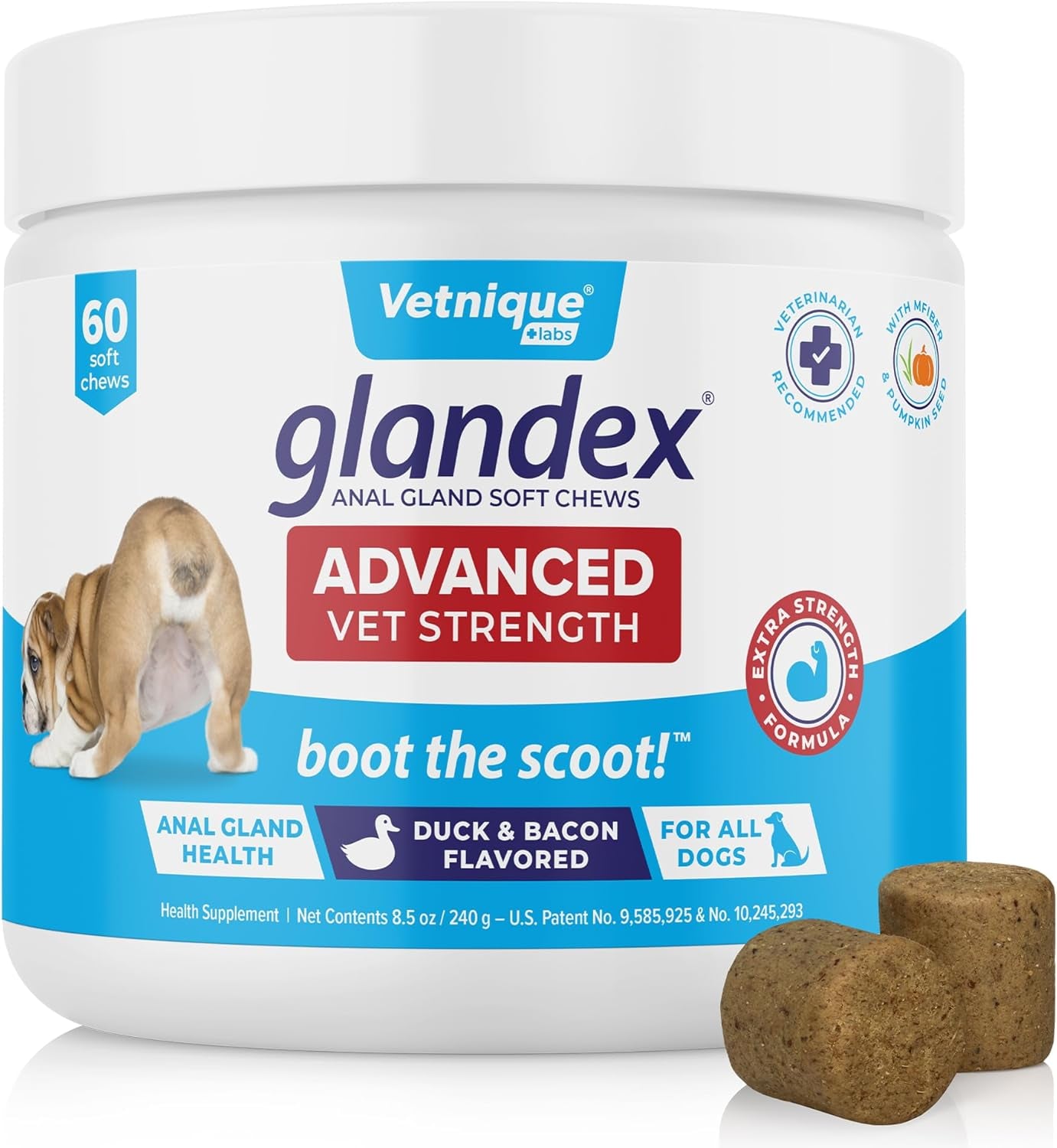 Glandex Anal Gland Soft Chew Treats with Pumpkin for Dogs Digestive Enzymes, Probiotics Fiber Supplement for Dogs Boot the Scoot