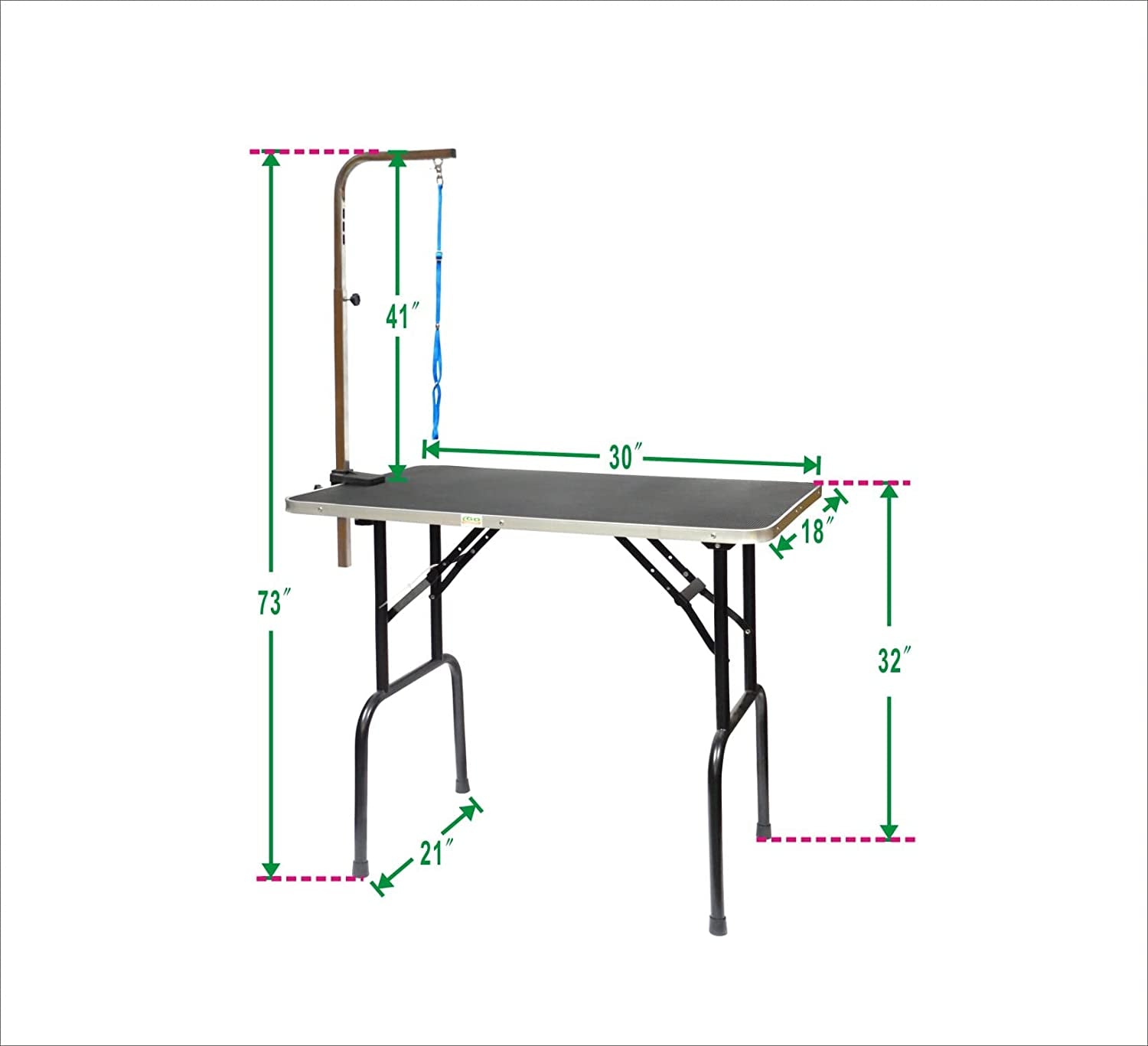 Go Pet Club - Dog Grooming Table - Pet Grooming Table - Foldable, Adjustable Arm, Portable, Non-Slip Grooming Table for Dogs at Home - Black