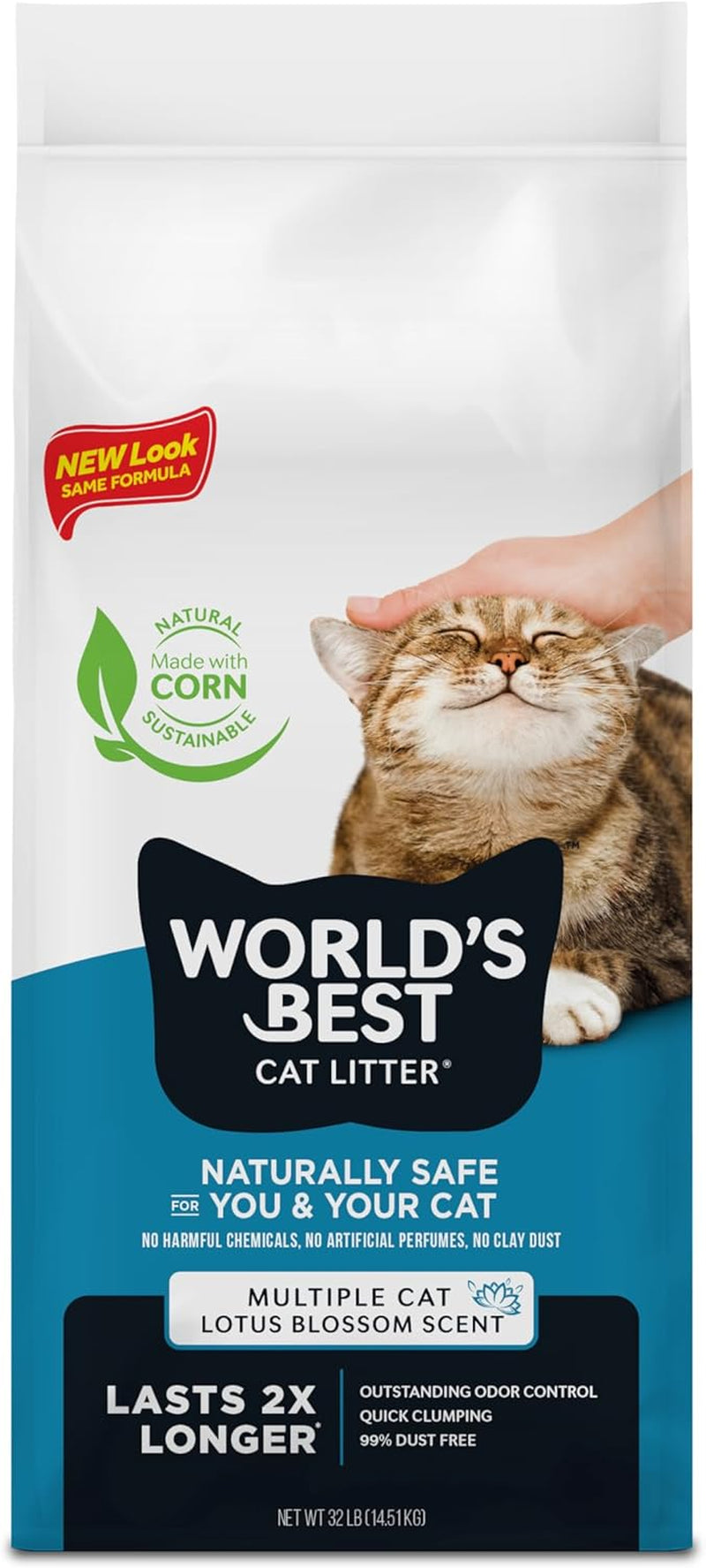 WORLD'S BEST CAT LITTER Multiple Cat Lotus Blossom Scented - Natural Ingredients, Quick Clumping, Flushable, 99% Dust Free & Made in USA - Floral Fragrance & Long-Lasting Odor Control