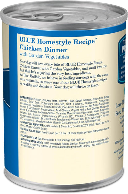 Blue Buffalo Homestyle Recipe Adult Wet Dog Food, Made with Natural Ingredients, Chicken Dinner with Garden Vegetables