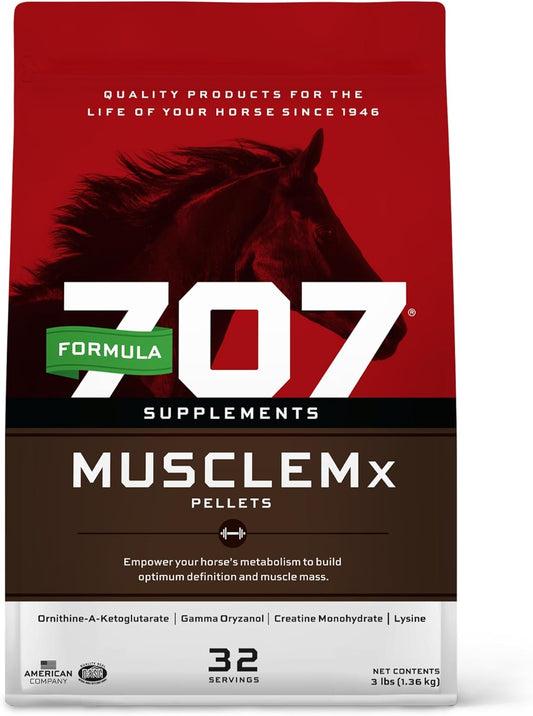 Musclemx Equine Supplement, 3Lb Bag - Conditioning Support and Muscle Builder for Horses with Lysine, Gamma Oryzanol, Creatine & OKG