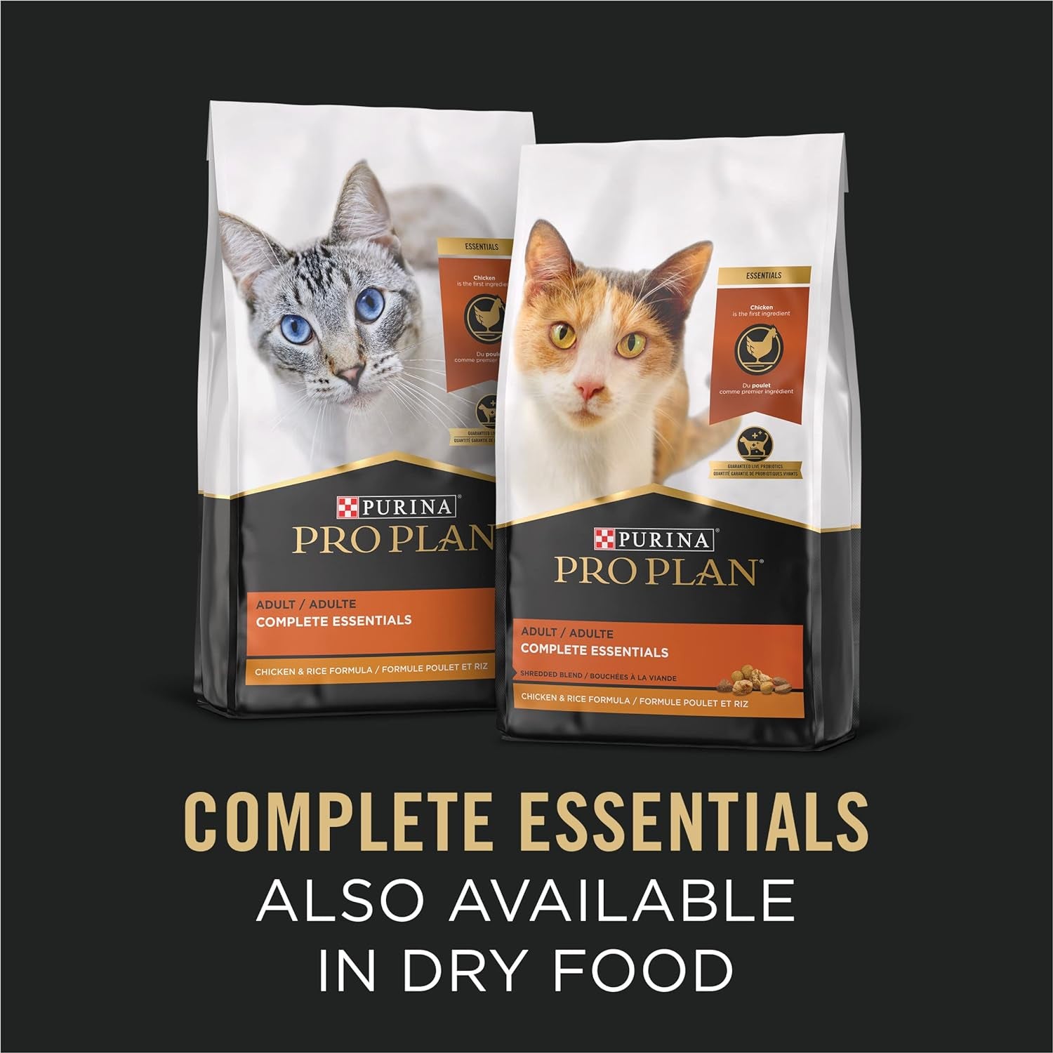 Purina Pro Plan Gravy, High Protein Wet Cat Food Variety Pack, Complete Essentials Chicken and Turkey Favorites (Pack of 24)