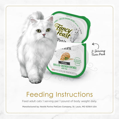 Fancy Feast Gourmet Wet Cat Food Variety Pack, Petites Gravy Collection, Break-Apart Tubs, 48 Servings - 2.8 Ounce (Pack of 48)