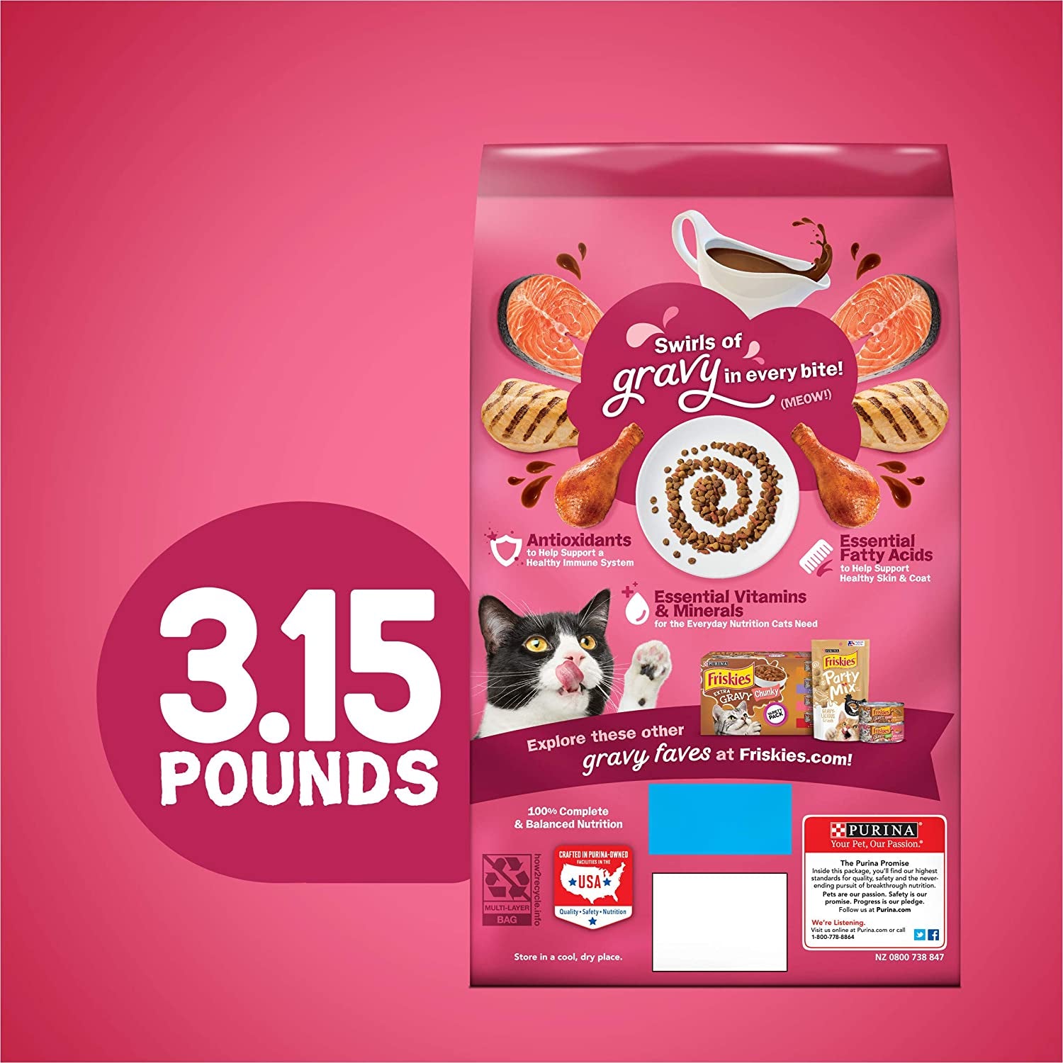 Purina Dry Cat Food, Gravy Swirlers - 3.15 Lb. Bag