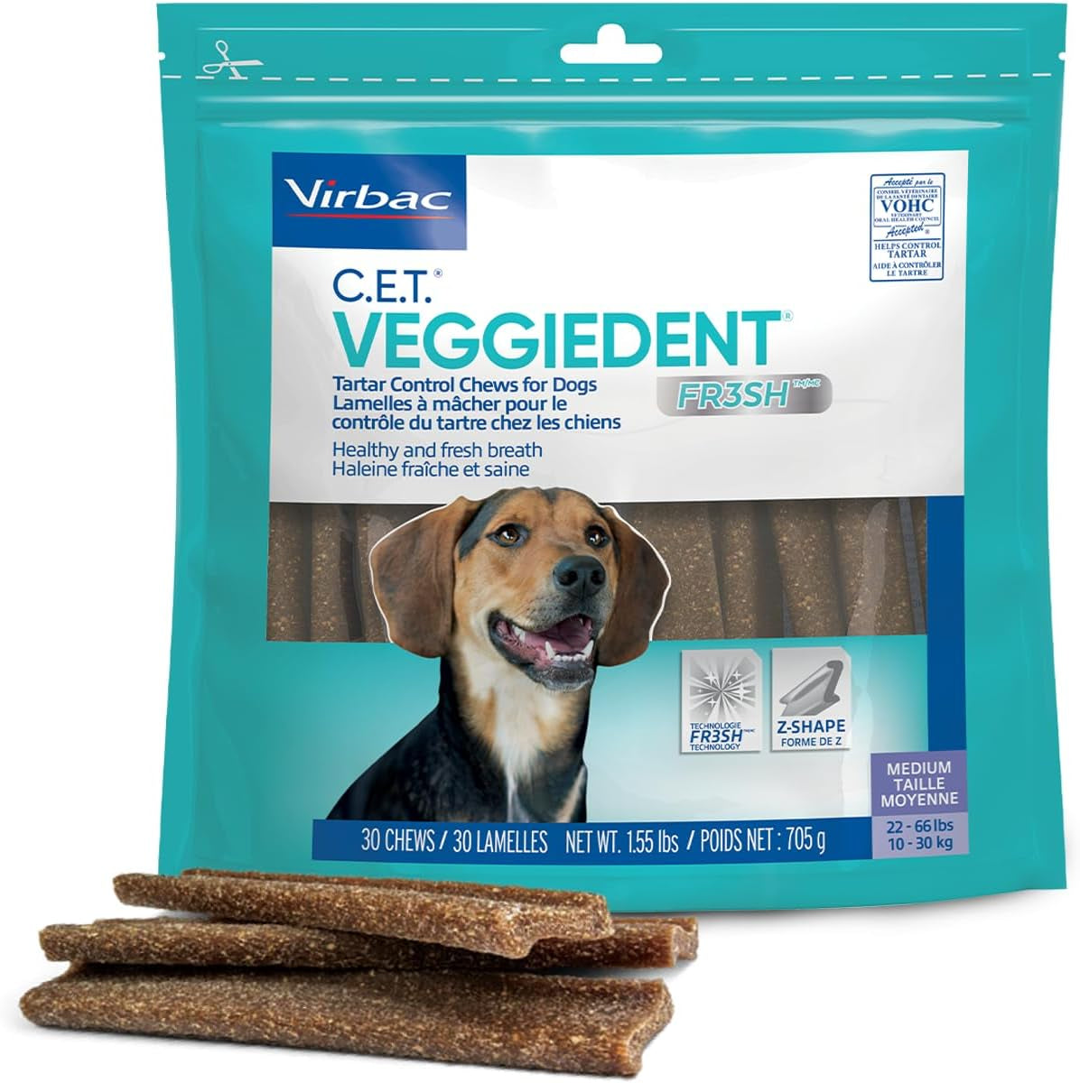 Virbac CET VEGGIEDENT FR3SH Tartar Control Chews for Dogs