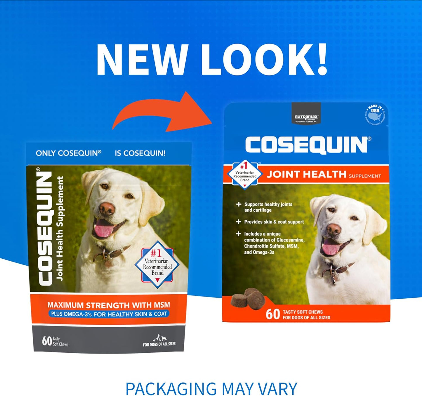 Nutramax Cosequin Joint Health Supplement for Dogs - with Glucosamine, Chondroitin, MSM, and Omega-3'S, 60 Soft Chews