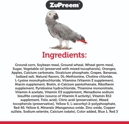 Zupreem Fruitblend Flavor Pellets Bird Food for Parrots and Conures - Daily Blend Made in USA for Caiques, African Greys, Senegals, Amazons, Eclectus, Small Cockatoos