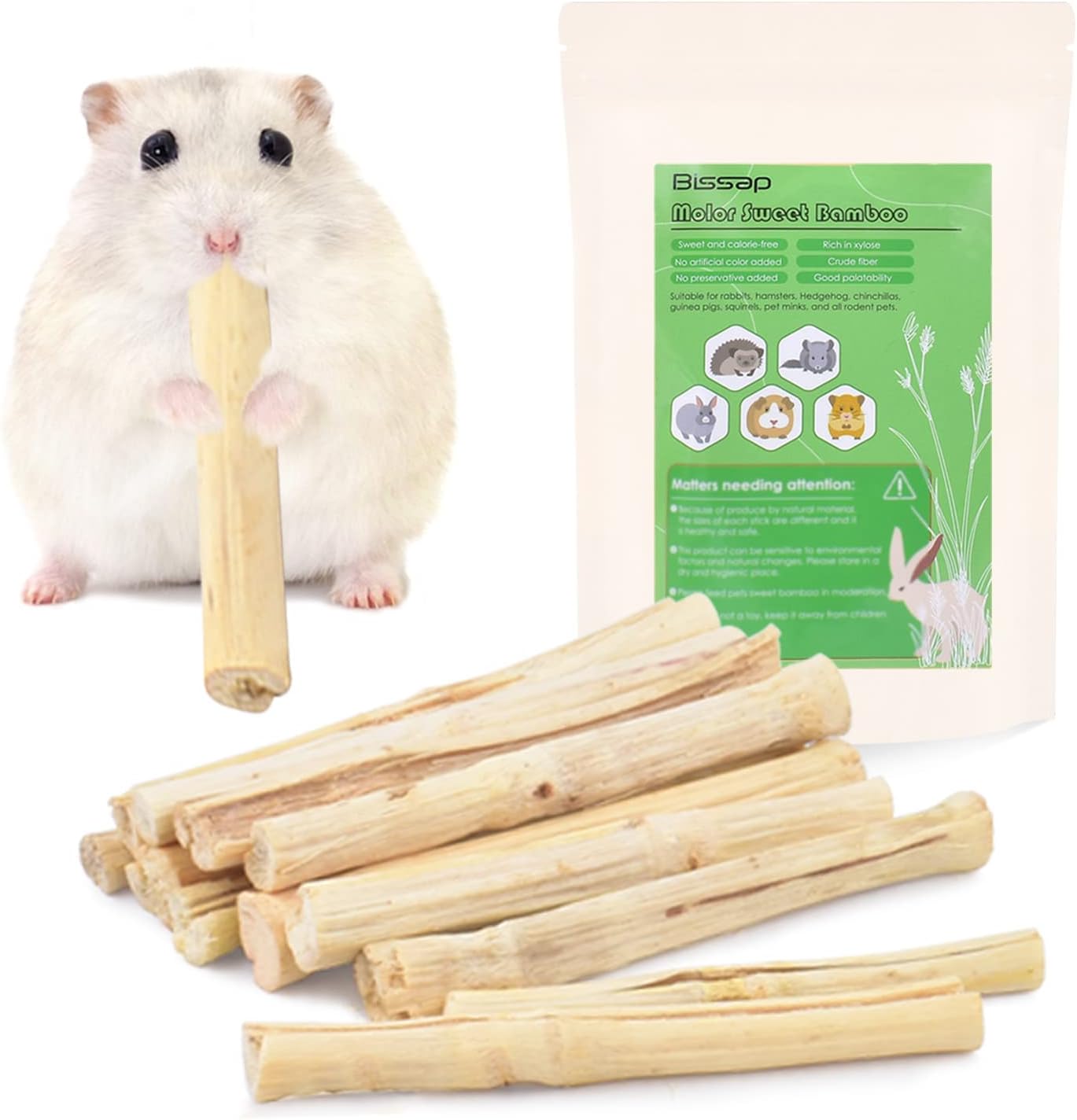 Sweet Bamboo Chew Sticks for Rabbits 1000G/2.2Ib, Bunny Chew Sticks for Rabbits Hamster Chinchilla Guinea Pigs Rabbit Small Animals Natural Treats Teeth Grinding Chew Toys