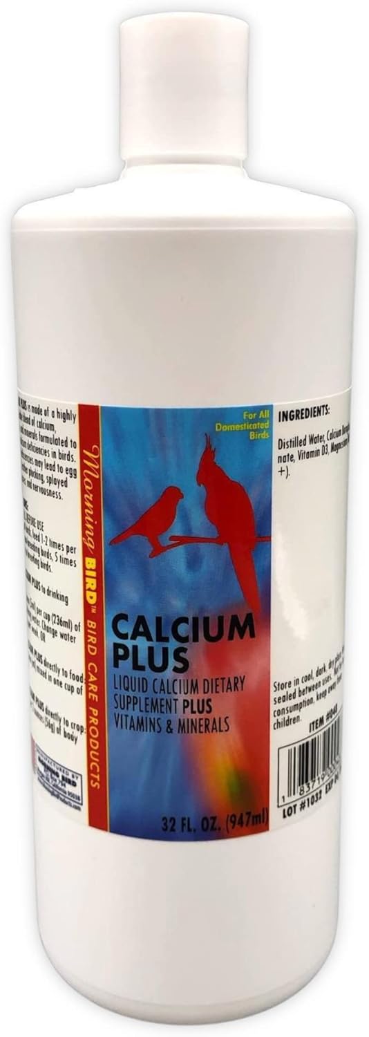 Morning Bird Calcium plus Supplement for Avian Health, Liquid Calcium Formula with Magnesium and Vitamin D3