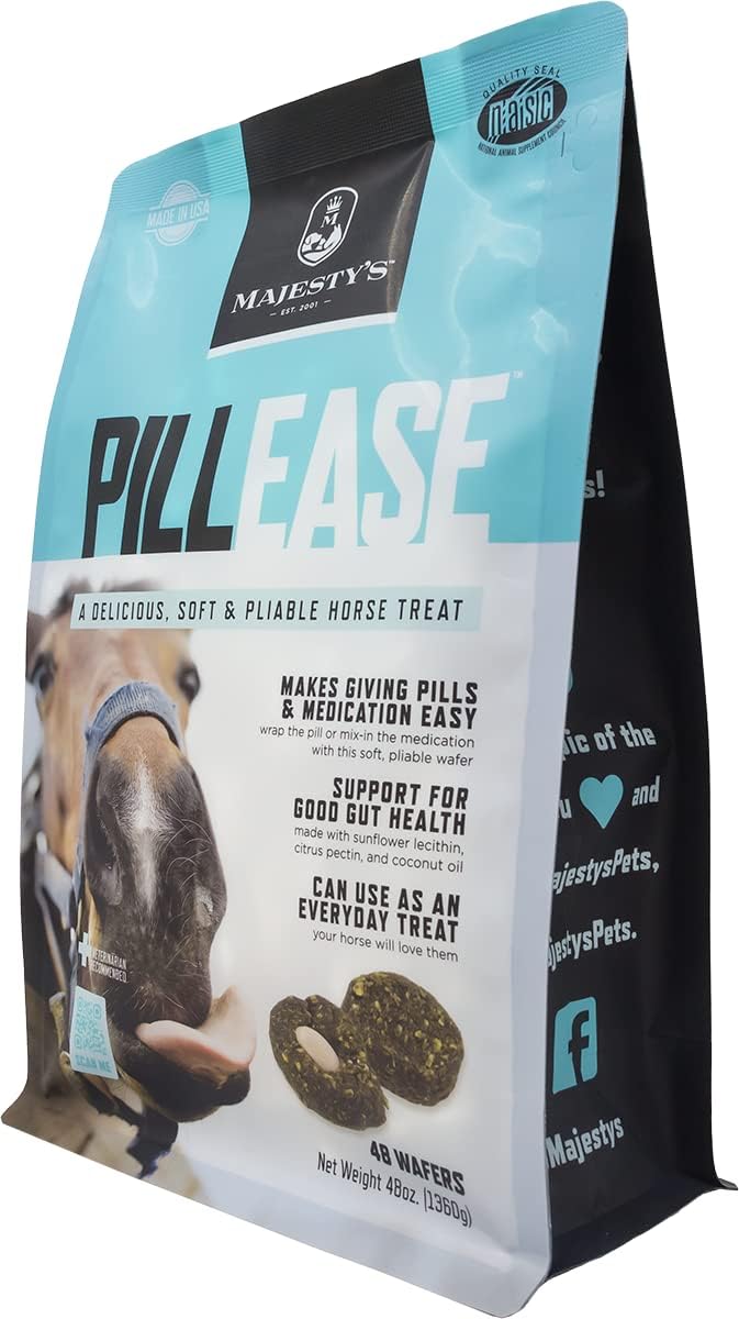 Majesty'S Pillease Horse Treats, a Delicious Soft and Pliable No Bake Cookie Horse Treat, Makes Giving Pills & Medication Easy, Made in the USA - 48 Wafers