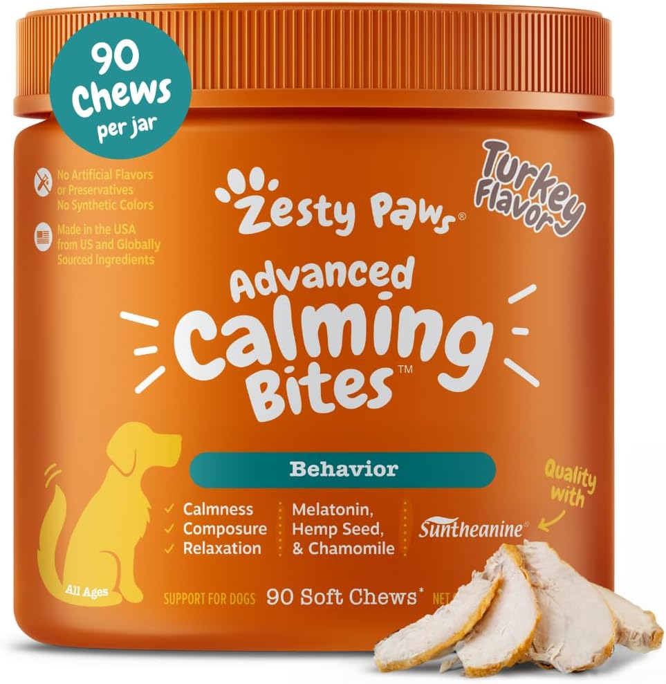 Zesty Paws Calming Chews for Dogs Composure & Relaxation for Everyday Stress & Separation Peanut Butter 90 Count