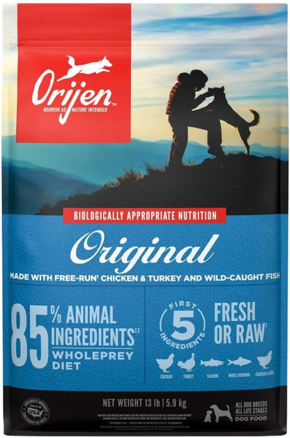 ORIJEN Original Dry Dog Food, Grain Free Dog Food for All Life Stages, Fresh or Raw Ingredients