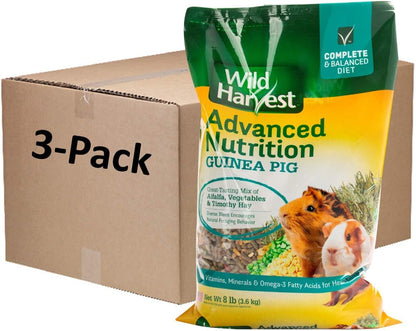 Wild Harvest Advanced Nutrition Guinea Pig 8 Pounds, Complete and Balanced Diet, Pack of 3 (G19708)