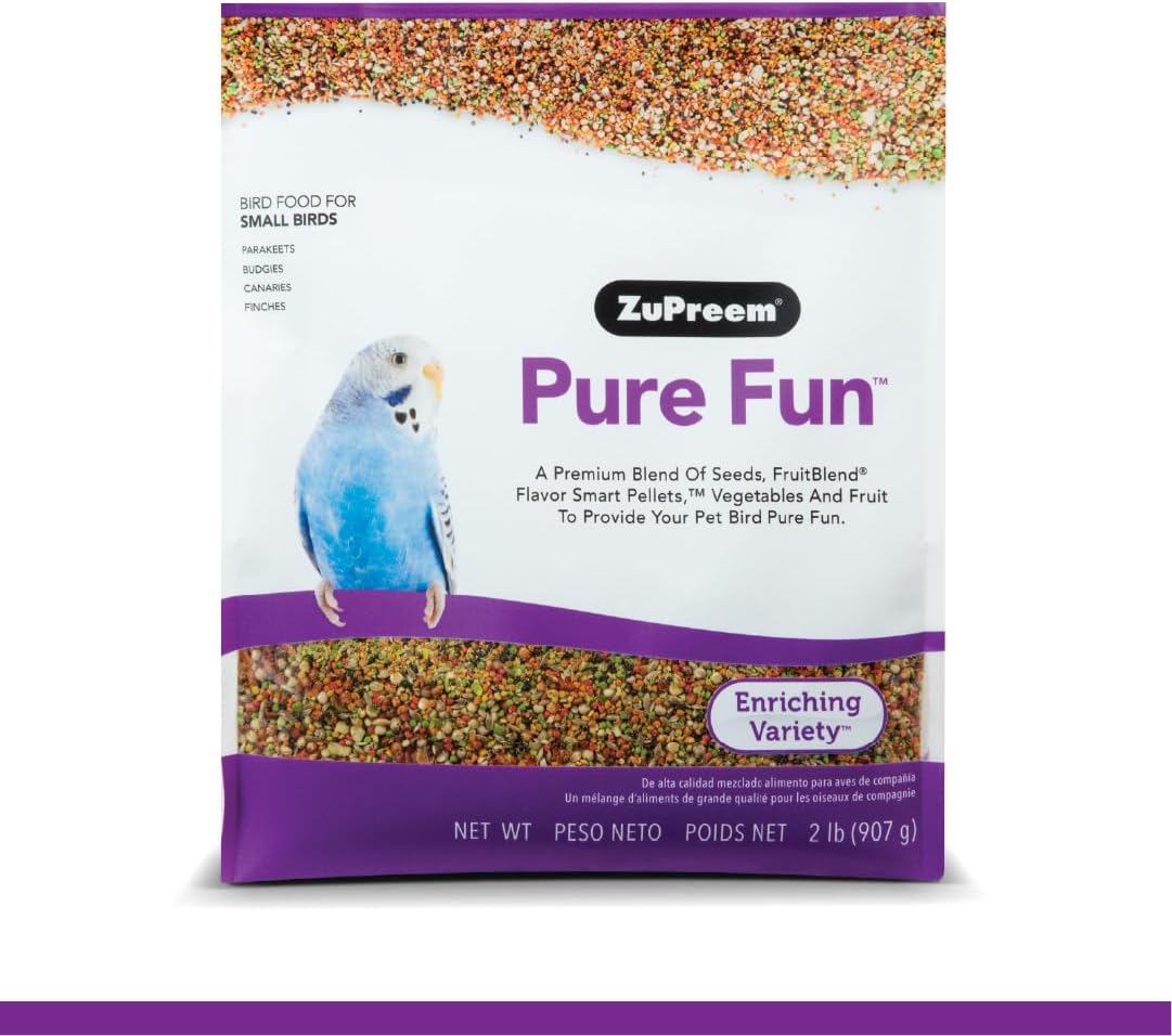 Zupreem Fruitblend Bird Pellets, Daily Bird Food for Parakeet, Budgie, Parrotlet, Dove, Core Nutrition for Small Birds, Made in USA, Parakeet Food, Budgie Food