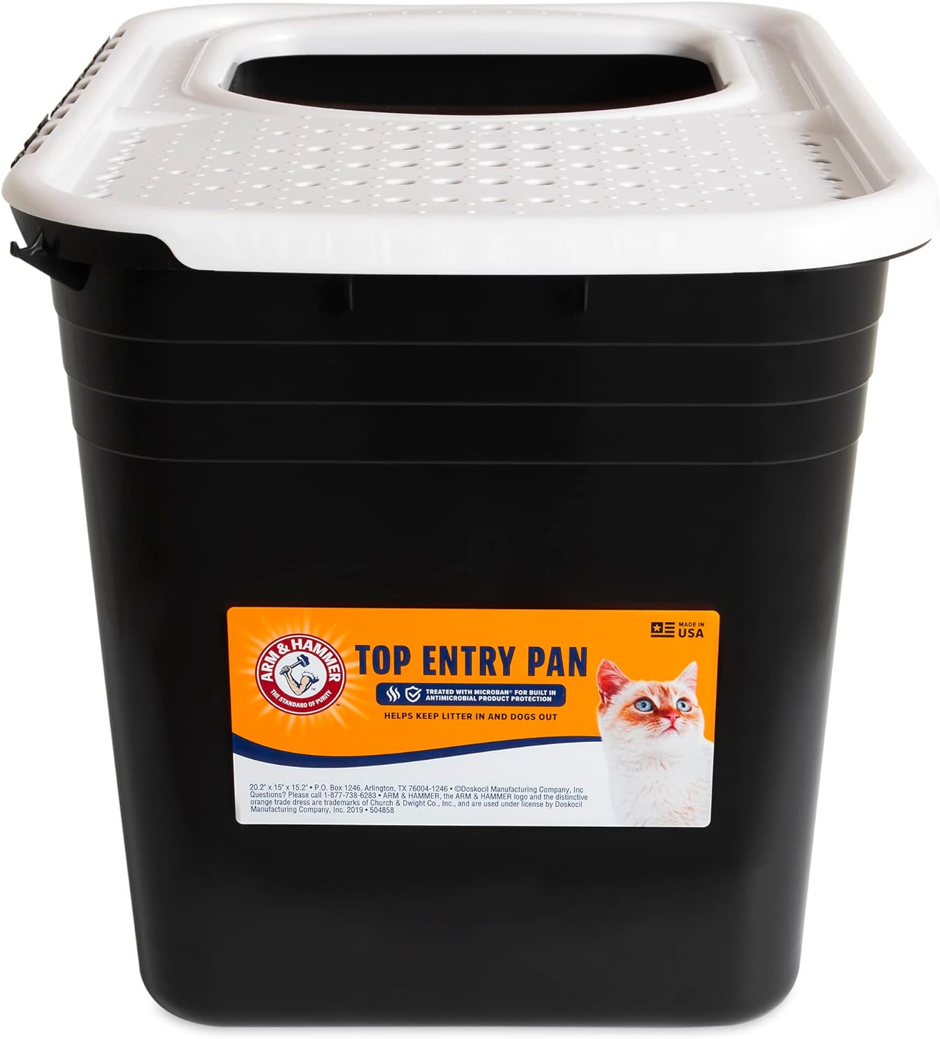 Arm & Hammer Premium Top Entry Litter Box with Filter to Clean Paws and Microban, Made in USA