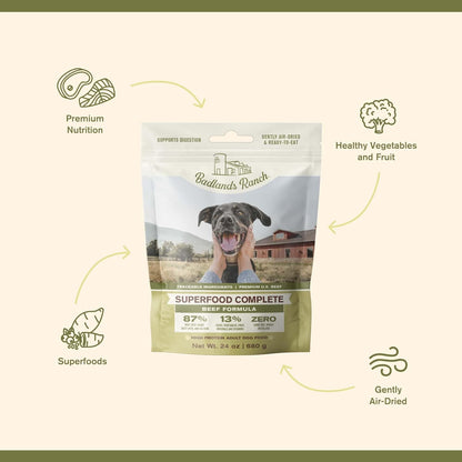 By Katherine Heigl- Superfood Complete Beef Formula Adult Dog Food, Air-Dried, High Protein, Zero Fillers, Superfood Nutrition