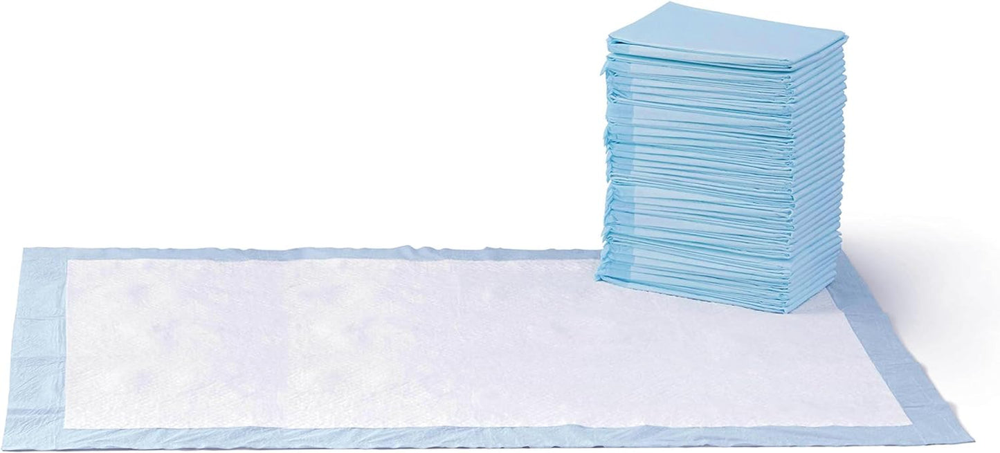 Dog and Puppy Pee Pads with 5-Layer Leak-Proof Design and Quick-Dry Surface for Potty Training, Standard Absorbency, Regular Size, 22 X 22 Inch - Pack of 50, Blue & White