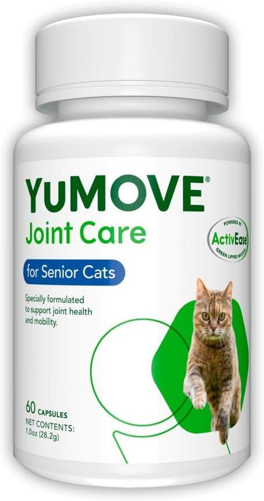 Cat Joint Supplement with Glucosamine,Chondroitin, MSM, Omega 3, Hyaluronic Acid, & Green Lipped Mussel - Joint Support Supplement - for Senior Cats 60 Capsules