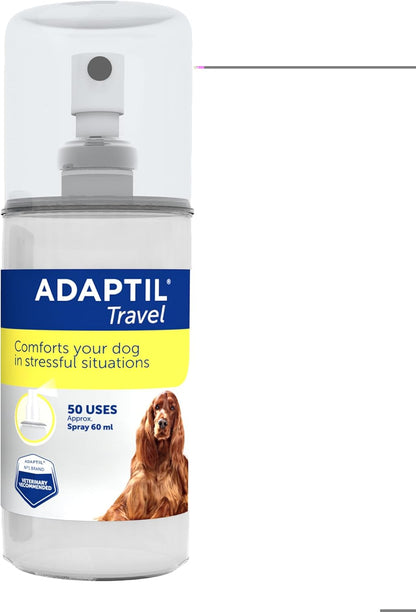 ADAPTIL Spray 60 Ml – Calms & Comforts Dogs during Travel, Veterinary Visits and Stressful Events - the Original D.A.P. Dog Appeasing Pheromone Spray, 60Ml - Packaging May Vary