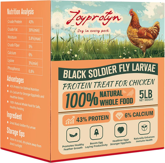 Dried Black Soldier Fly Larvae for Chicken - 85X More Calcium Grubs than Mealworms for Strong Eggshells & Healthy Growth - High Proteinfor Chickens, Birds, Ducks, Geese & Pets