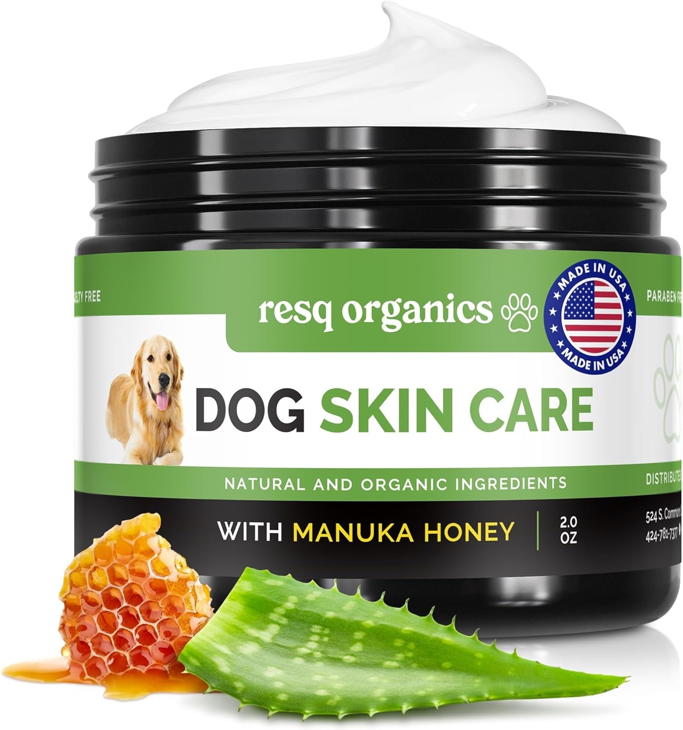 Hot Spot Treatment for Dogs, Cats & Pet Wound Care: Healing Ointment for Pets Itchy Skin Relief, Dry Skin Treatment, Natural Allergy Relief, Dog Paw Balm + Manuka Honey, Aloe Vera, Vitamin E