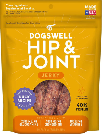 Dogswell Jerky Hip and Joint Dog Treats Grain Free Made in USA Only, Glucosamine and Chondroitin