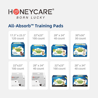 HONEY CARE All-Absorb Puppy Training Pads | Doggie Potty Pads Absorb Eliminating Urine Odor, Ultra Charcoal Dog Pee Pad