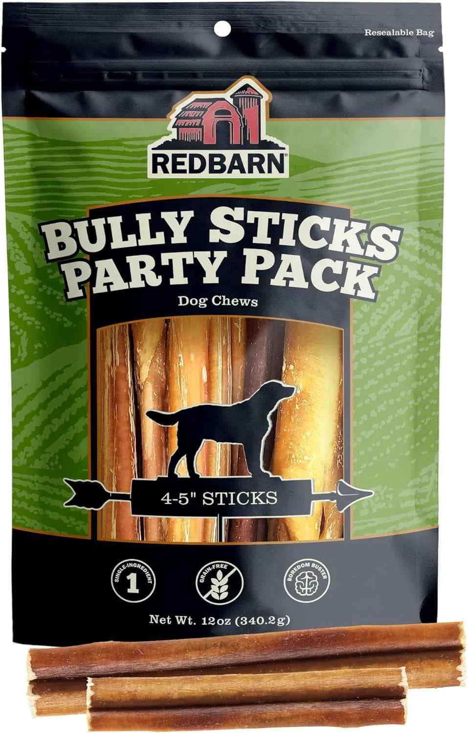 Redbarn All Natural Bully Sticks for Small & Large Dogs - Healthy Long Lasting Chews Variety Party Pack - 100% Beef Single Ingredient Low Odor Rawhide Free Dental Treats