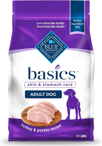 Blue Buffalo Basics Adult Dry Dog Food, Skin & Stomach Care, Limited Ingredient Diet for Dogs