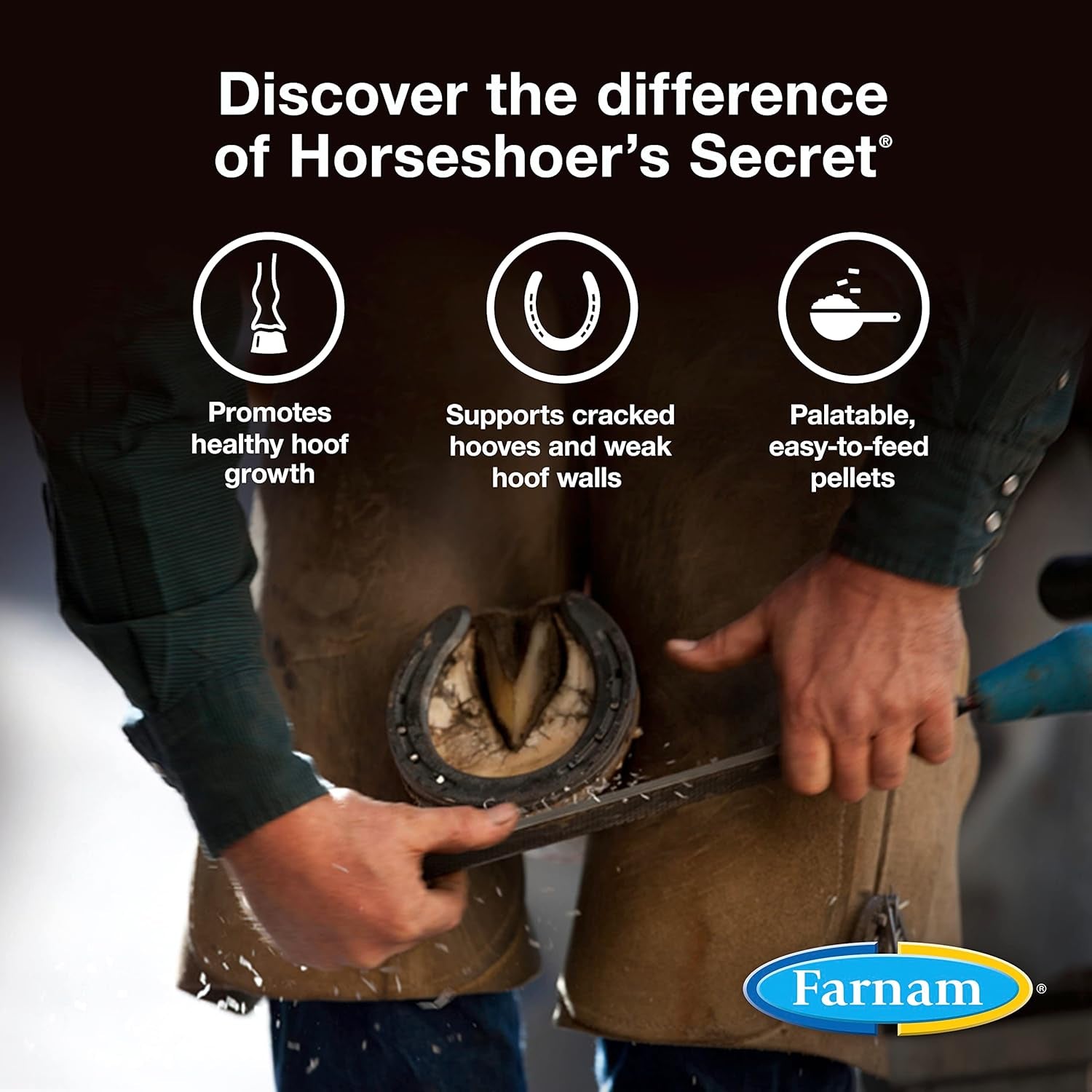 Farnam Horseshoer'S Secret Pelleted Hoof Supplements, Promotes Healthy Hoof Growth, Maintains Hoof Walls & Supports Cracked Hooves