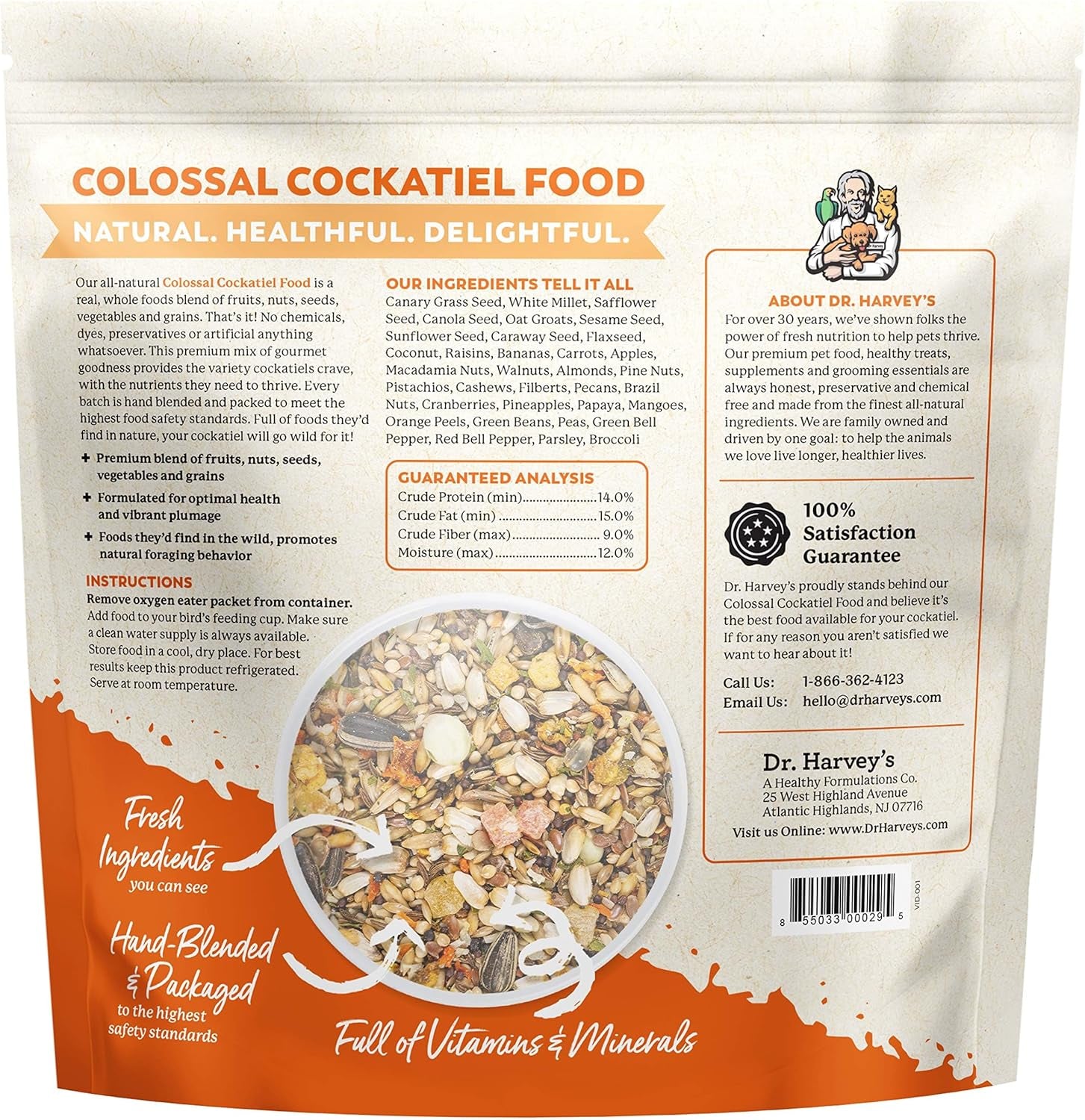 Dr. Harvey'S Colossal Cockatiel Blend, All Natural Daily Food for Cockatiels