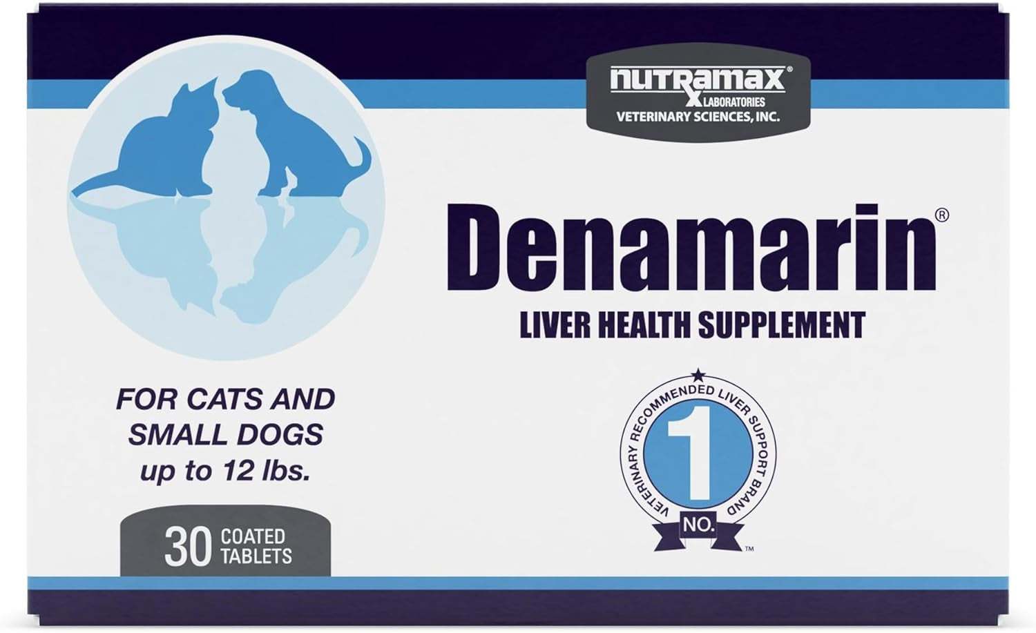 Nutramax Denamarin Liver Health Supplement for Small Dogs and Cats - with S-Adenosylmethionine (Same) and Silybin, 30 Blister Pack Tablets