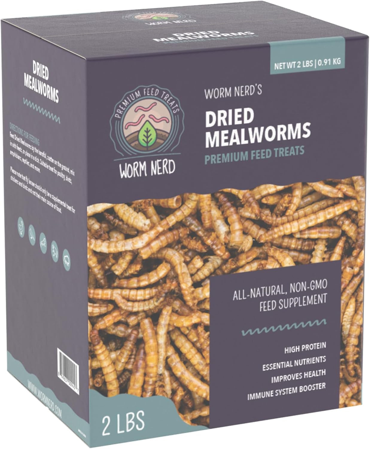 WN60 Dried Mealworms Non-Gmo High Protein and Fiber Treat for Chickens, Birds, Reptiles, Amphibians, Fish