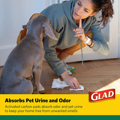 Glad for Pets Activated Carbon Dog Training Pads - Super Absorbent and Leak Proof Dog Pee Pads Extra Large, Indoor Potty Pads with Adhesive Strips, XL Puppy Pad Giant Size, 30" X 36"