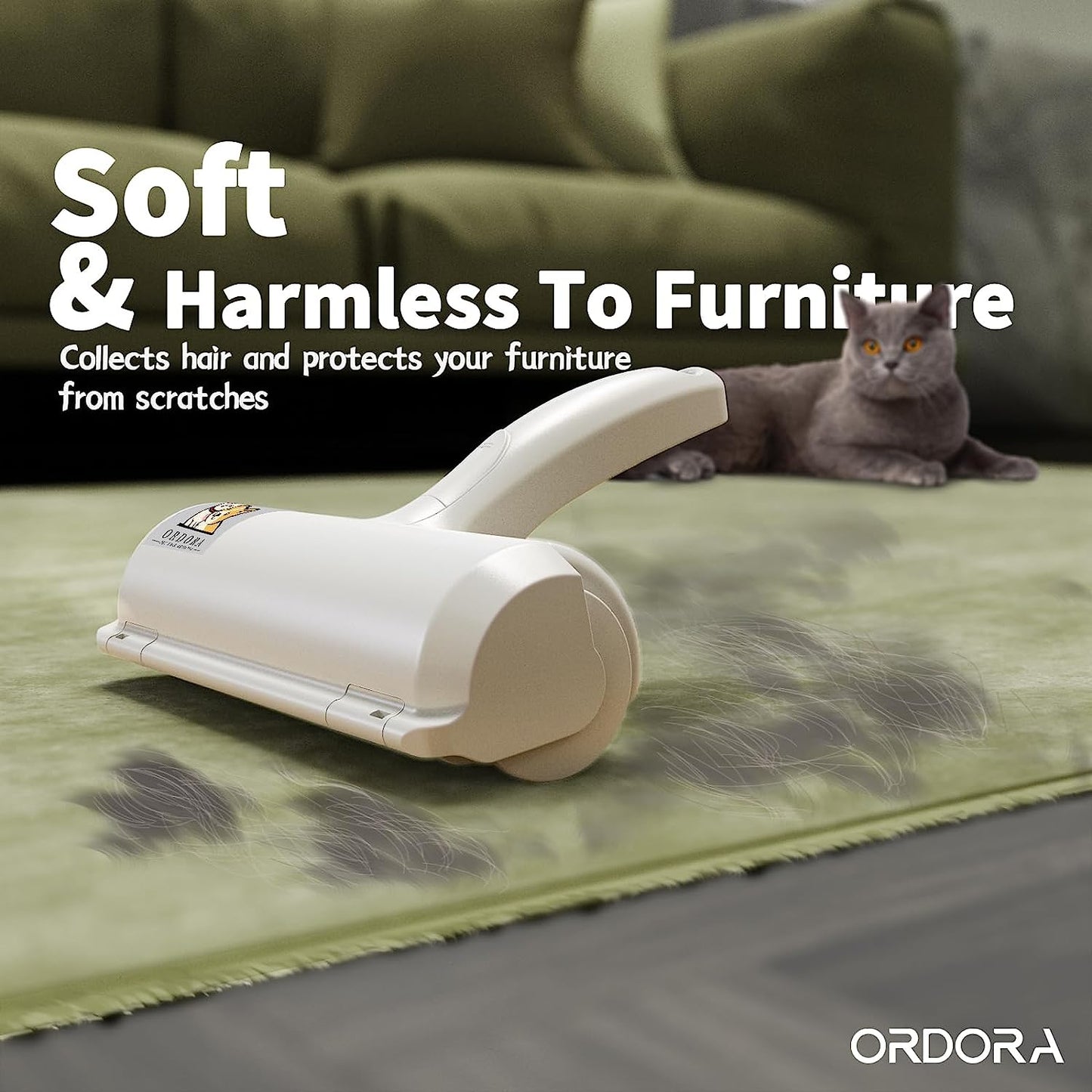 Reuseable Hair Remover - ORDORA Pet Hair Roller for Cat, Couch, Furniture, Carpet and Bedding, Portable Lint Rollers - Perfect Dog Fur Remover Tool