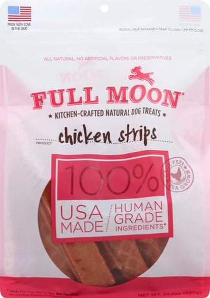 Full Moon Chicken Strips Healthy All Natural Dog Treats Human Grade Made in USA Grain Free