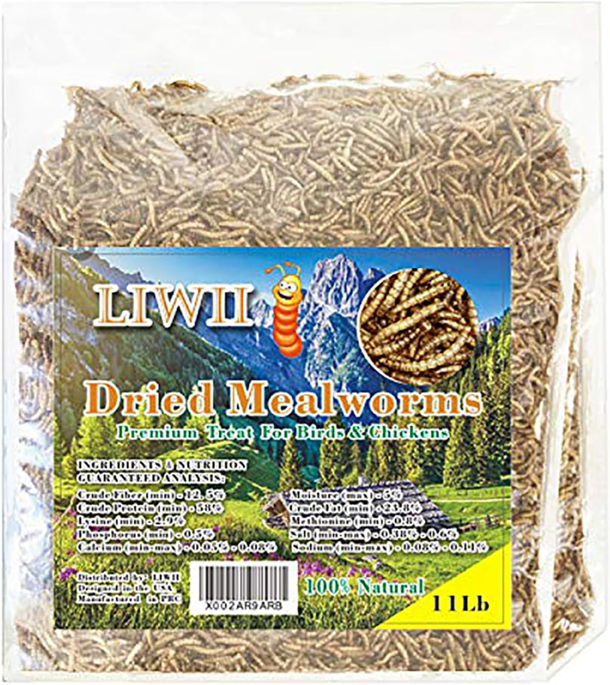 Dried Mealworms 100% Natural Non GMO High Protein Mealworms - Bulk Mealworms for Wild Birds, Chicken Treats, Hamster Food, Gecko Food, Turtle Food, Lizard Food