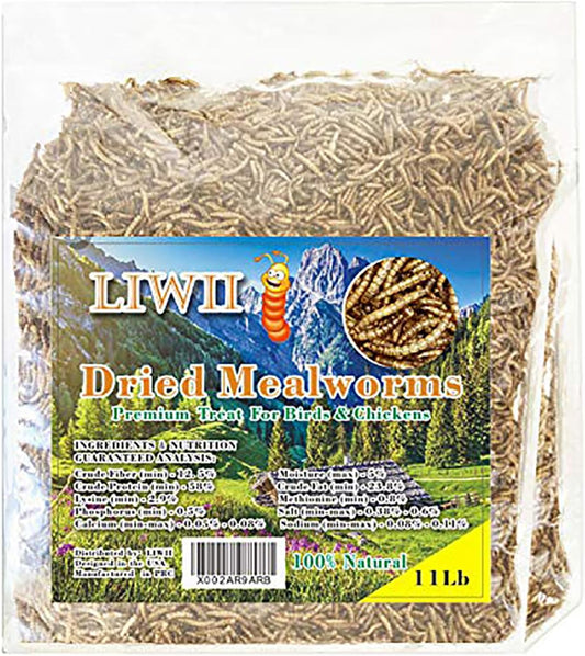 Dried Mealworms 100% Natural Non GMO High Protein Mealworms - Bulk Mealworms for Wild Birds, Chicken Treats, Hamster Food, Gecko Food, Turtle Food, Lizard Food